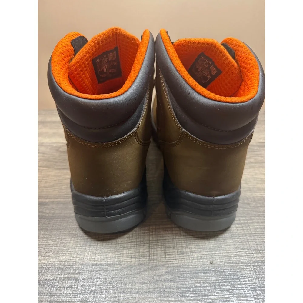 Hytest Mens Waterproof Safety Work Boots Brown Leather Oil Resistant Size 12W